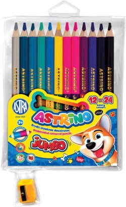 Kredki ołówkowe trójkątne Jumbo Astrino 12kol+temp.