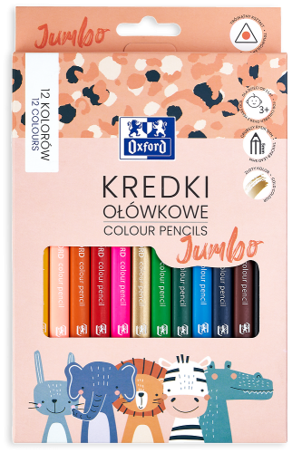 Oxford Kredki Ołówkowe Kids Jumbo 12kol.