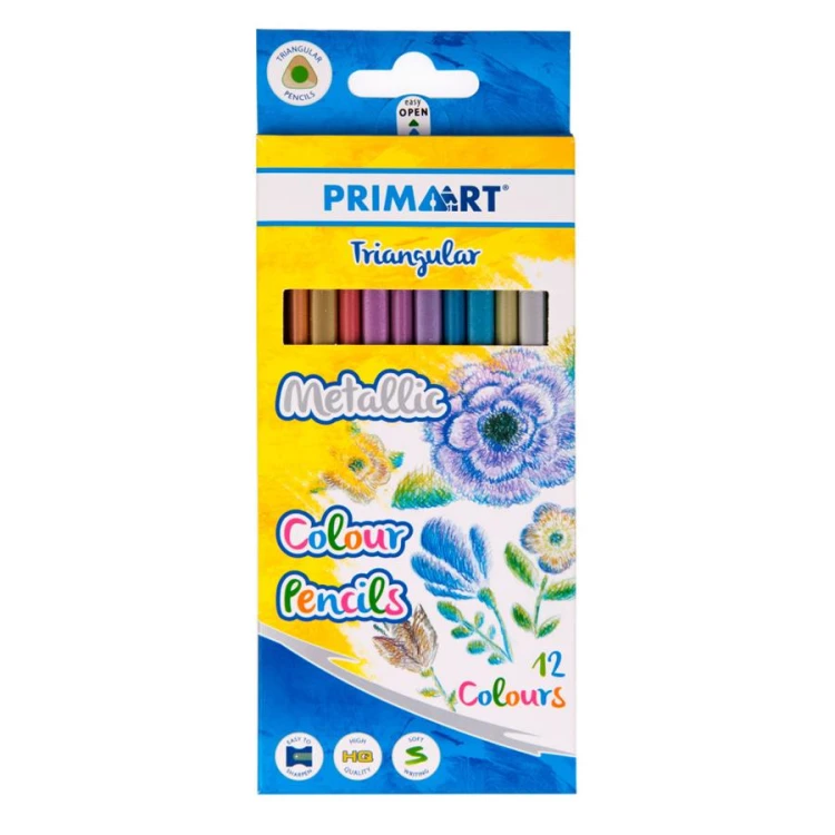 Kredki ołówkowe 12kol. Metalic trójkątne - Prima Art