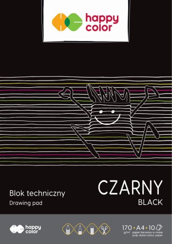 Blok Techniczny z czarnymi kartkami A4/10K 170g - Happy Color