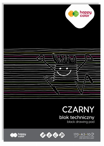 Blok techniczny z czarnymi kartkami A3/10K 170g - Happy Color