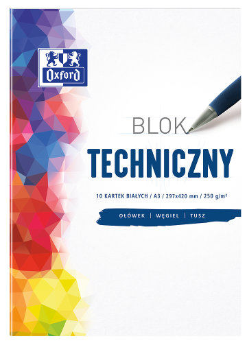 Blok Techniczy A3/10K biały 250g - Oxford