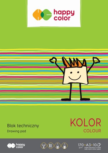 BLOK TECHNICZNY A3/10K kolorowy 170g - HAPPY COLOR
