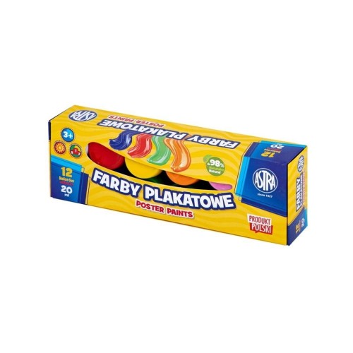 FARBY PLAKATOWE 12kolorów 20ML STANDARD BOX - Astra