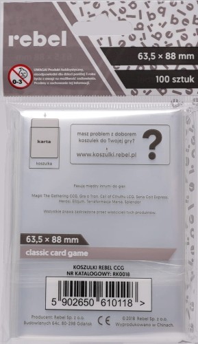 Koszulki na karty Rebel (63,5x88 mm) "Classic Card Game", 100 sztuk