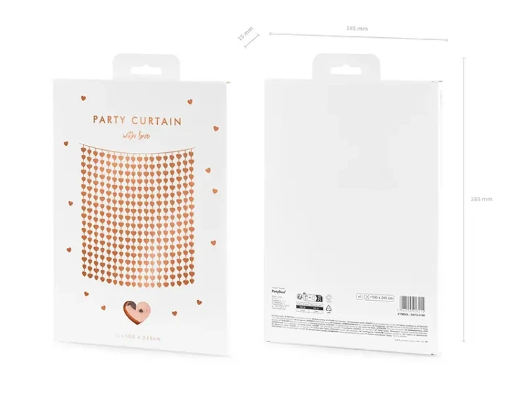 Kurtyna Serca różowe złoto 100x245cm - Party Deco