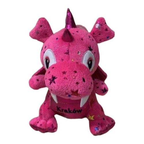 Pluszowy Smok Kraków 26cm różowy w gwiazdki