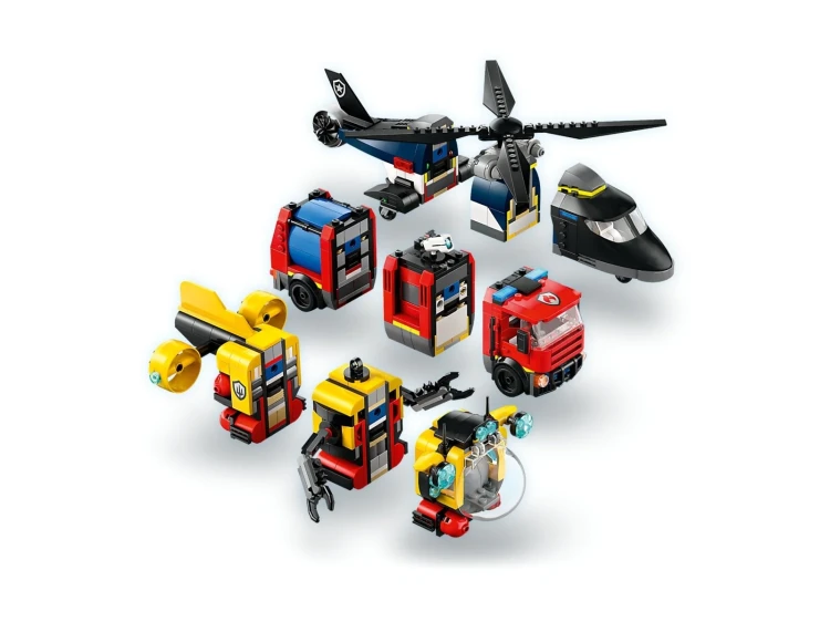 LEGO CITY 60462 Zestaw z helikopterem, wozem strażackim i łodzią podwodną
