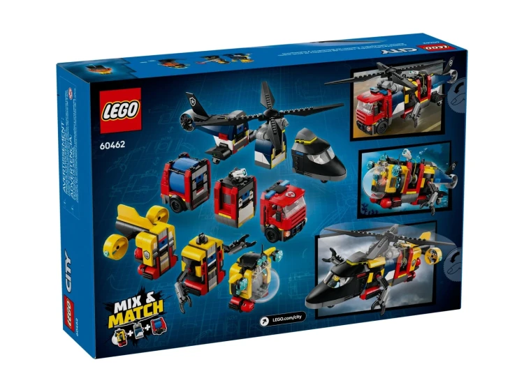 LEGO CITY 60462 Zestaw z helikopterem, wozem strażackim i łodzią podwodną