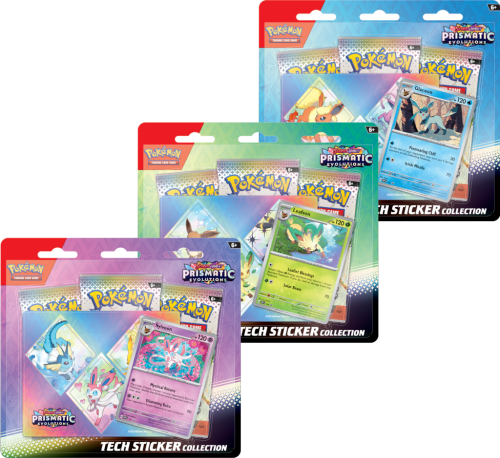 Pokémon TCG: Scarlet & Violet -Prismatic Evolutions - Tech Sticker KOMPLET 3 WZORÓW