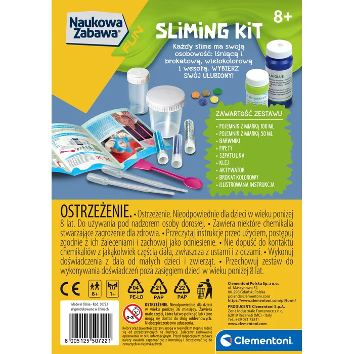Clementoni Naukowa zabawa. Doświadczenia slime. Sliming kit 50722