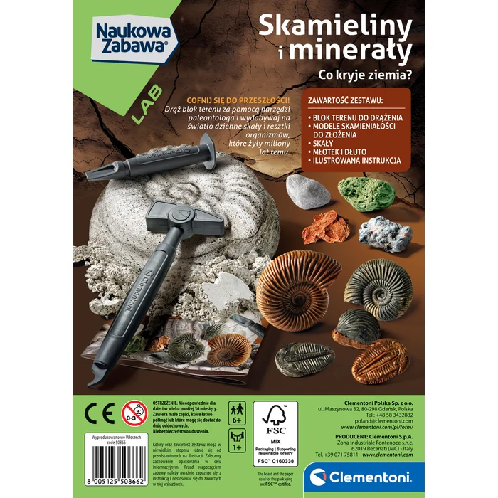Clementoni Naukowa zabawa Skamieliny i minerały 50866