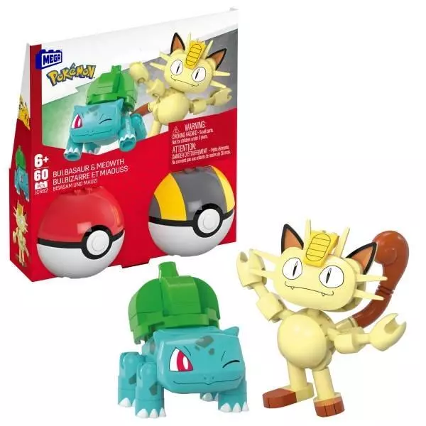 Mega Pokemon - Pokeball Bulbazaur i Meowth