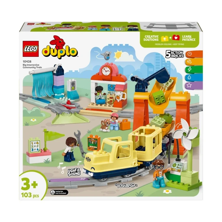 LEGO DUPLO 10428 Duży interaktywny pociąg miejski Mr Puggy.webp