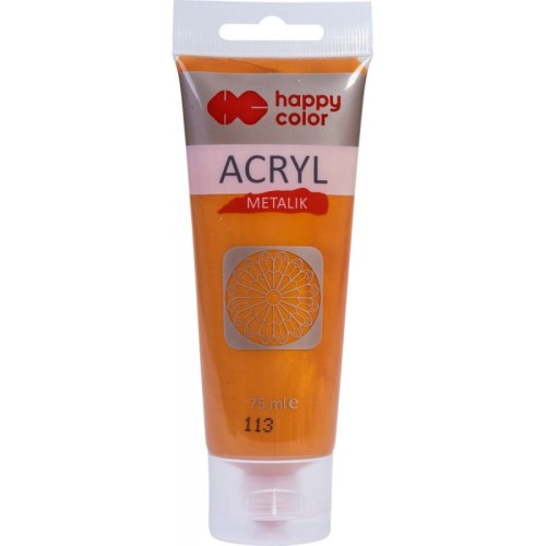 Farba akrylowa metaliczna 75ml miodowe złoto nr.113  - Happy Color MrPuggy.jpg
