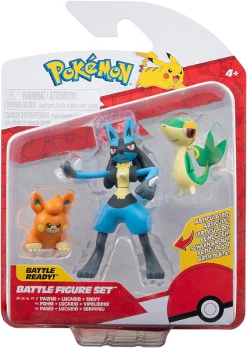 Pokemony – Zestaw 3 figurek: Pawmi, Lucario i Snivy