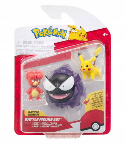 POKEMON Magby, Gastly, Pikachu zestaw figurek 3 szt