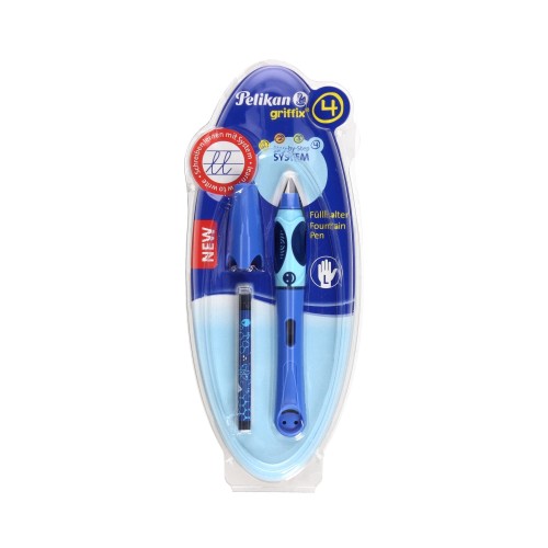 Pióro dla leworęcznych niebieskie z nabojem - Pelikan Griffix.jpg