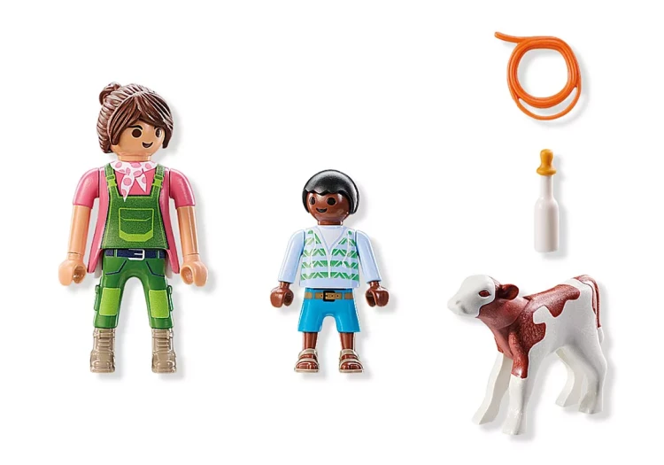 Playmobil 71803 Gospodyni wiejska z dzieckiem i cielakie Mr Puggy.webp