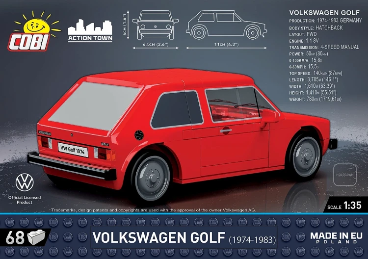 Cars Volkswagen Golf (1974-1983) - COBI Mr Puggy.webp