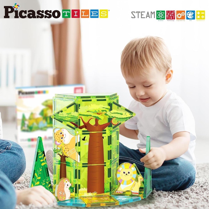 Klocki Magnetyczne Picasso zestaw Safari z 8 zwierzętami Kreatywna zabawka kraków.webp
