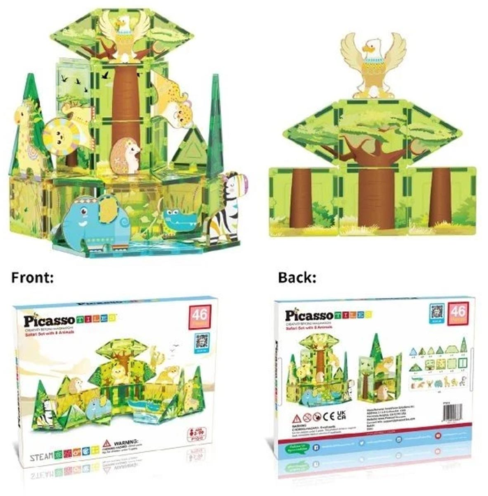 Klocki Magnetyczne Picasso zestaw Safari z 8 zwierzętami Kraków MrPuggy.webp