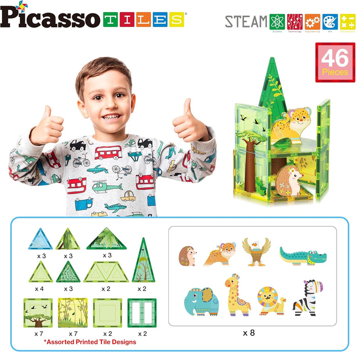 Klocki Magnetyczne Picasso zestaw Safari z 8 zwierzętami MrPuggy.webp