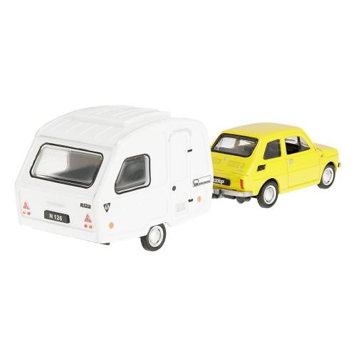 Fiat 126p żółty z przycz camping mr puggy.jpg