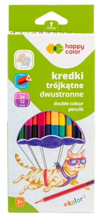 kredki trójkątne happy color 24 kolory mr puggy
