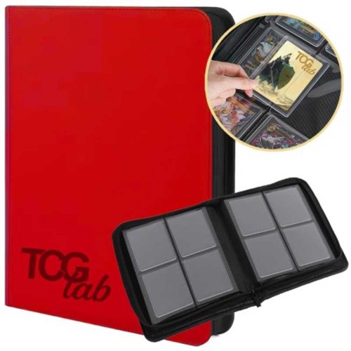 Album na karty TCGLab 4-pocket na zamek Toploader czerwony (112 kart) .jpeg
