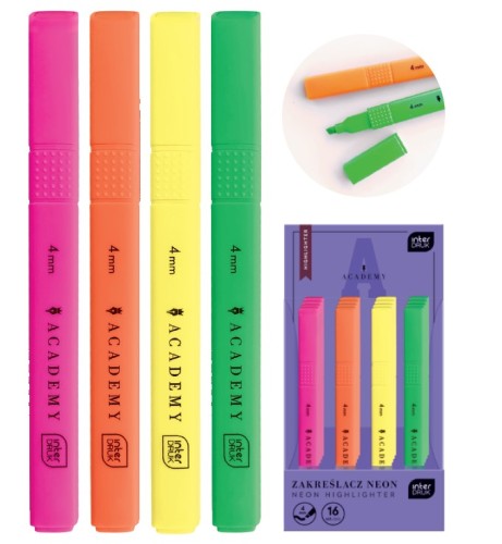 Zakreślacz 4 mm ścięty neonowy Academy mix kolorów