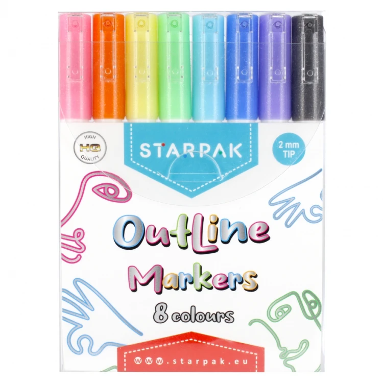 Markery outline 8 kolorów - Starpak