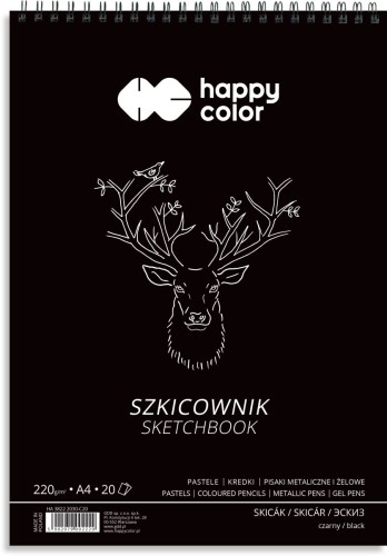 Szkicownik Na Spirali Czarny A4 20k 220 g Happy Color.jpg