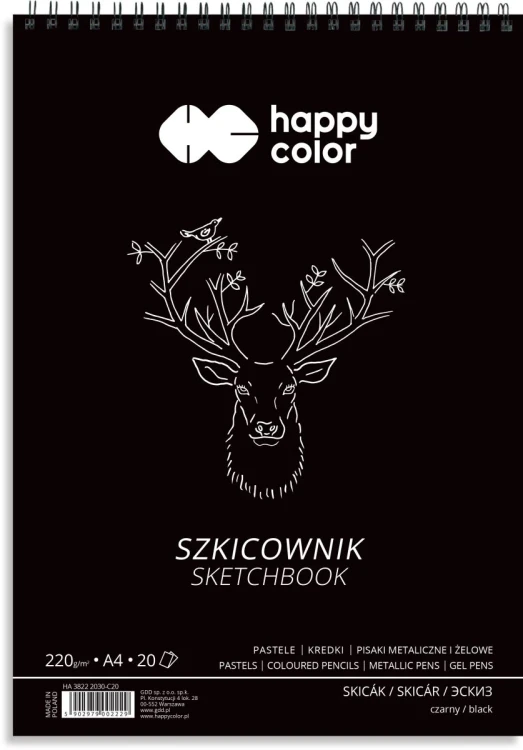 Szkicownik Na Spirali Czarny A4 20k 220 g Happy Color.jpg