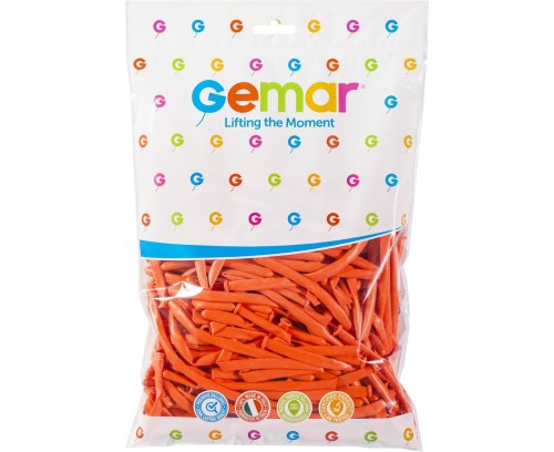 Balony Gemar, rurki włoskie pomarańczowe, 100 szt