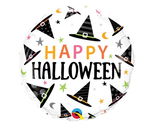 Balon foliowy 18" "Happy Halloween" (kapelusze czarownicy) KK