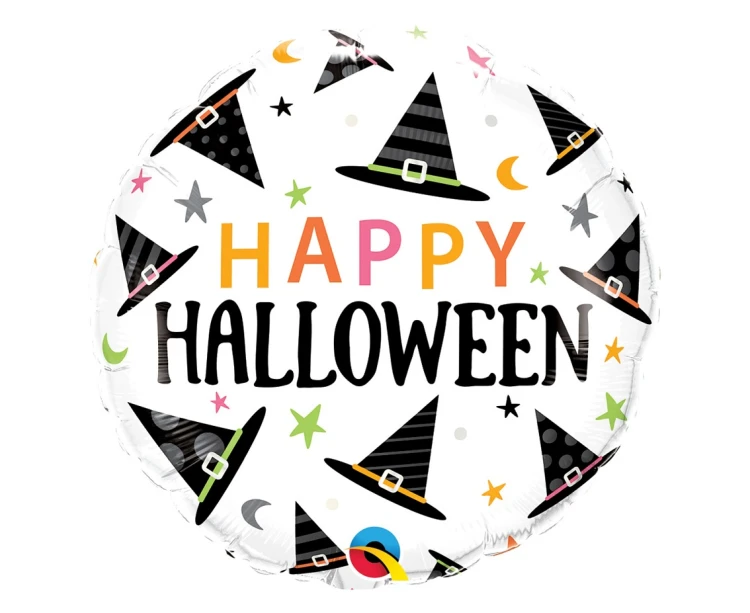 Balon foliowy 18" "Happy Halloween" (kapelusze czarownicy) KK