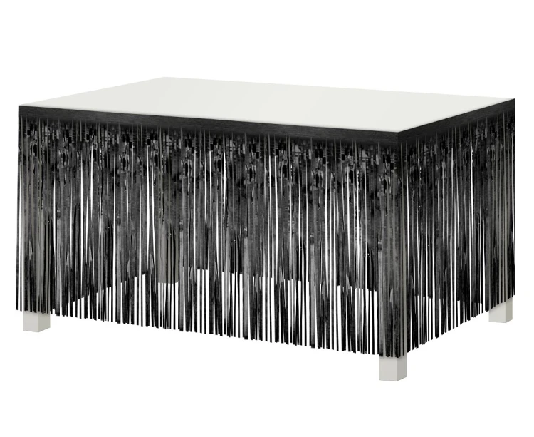 Dekoracja na brzeg stołu B&C, frędzle, czarna