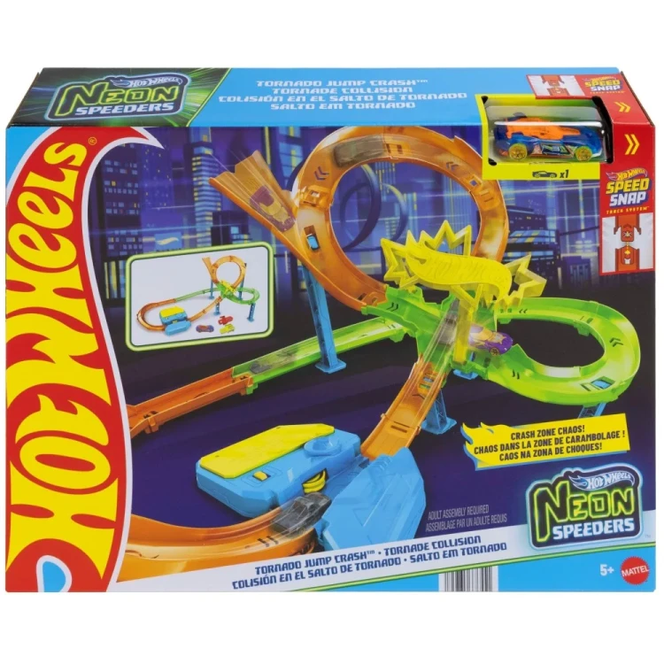 Hot Wheels Neon Speeders Tornado Jump Crash.webp