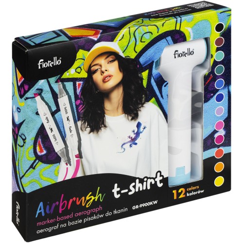 Zestaw airbrush Pistolet + markery do tkanin Fiorello.jpg
