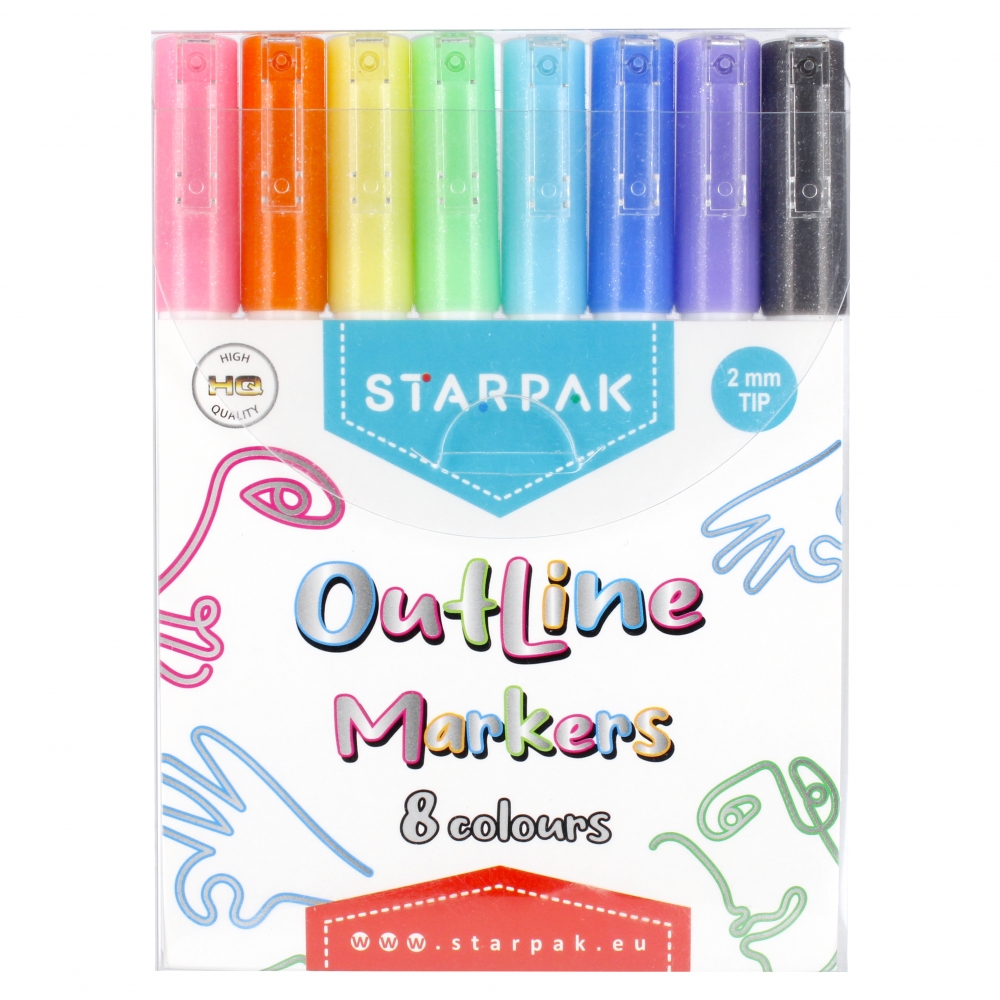 Markery outline 8 kolorów - Starpak