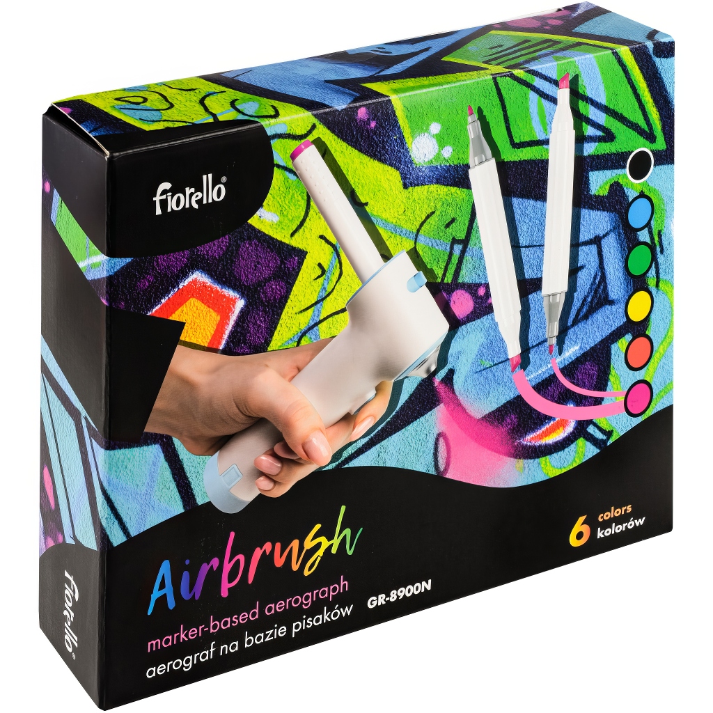 Airbrush zestaw spray: pistolet + markery Fiorello
