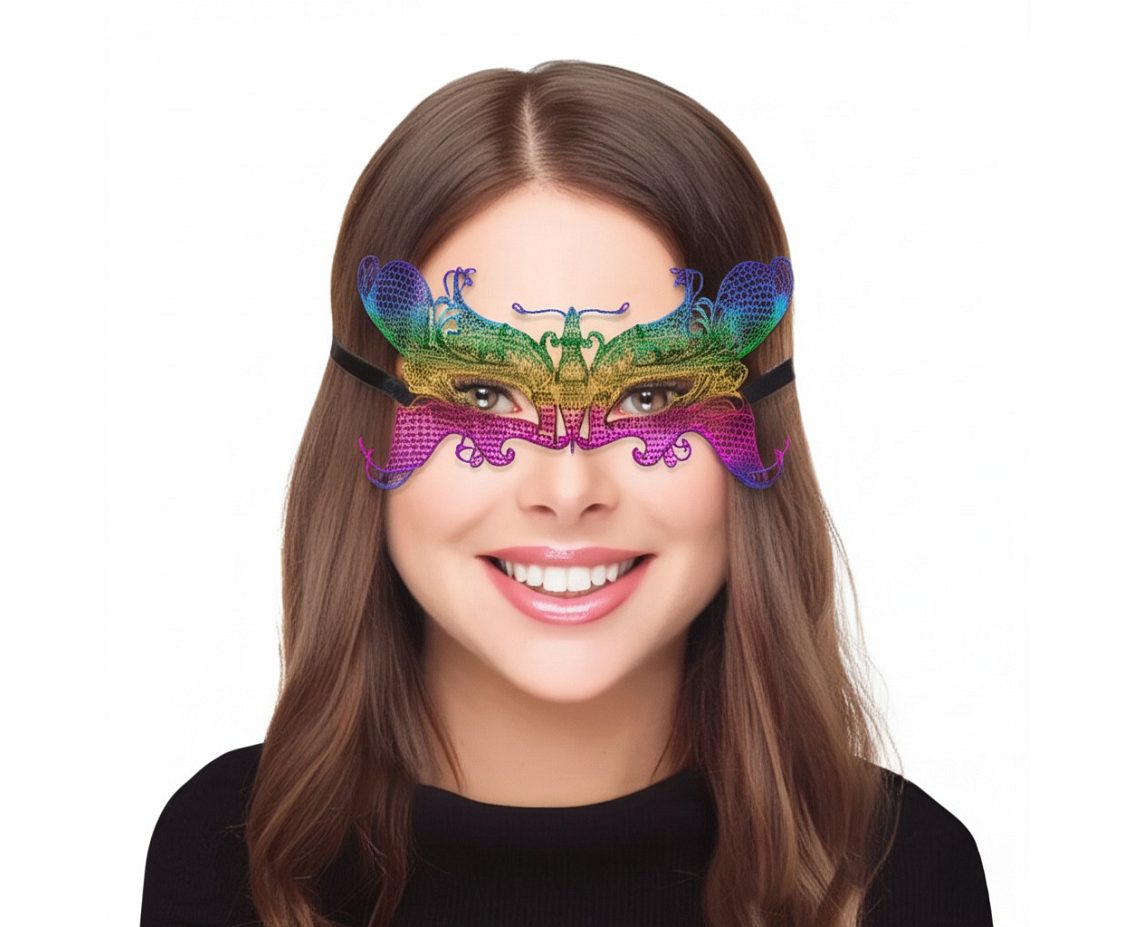 Maseczka ażurowa "Tęczowy motyl"